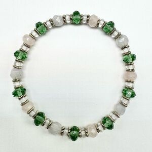Aquamarine, rose quartz and green bracelet - M/L